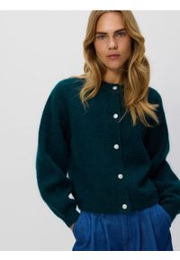 Reserved - Kardigan z wełną i moherem - zielony. Kolor: zielony. Materiał: wełna, moher #1