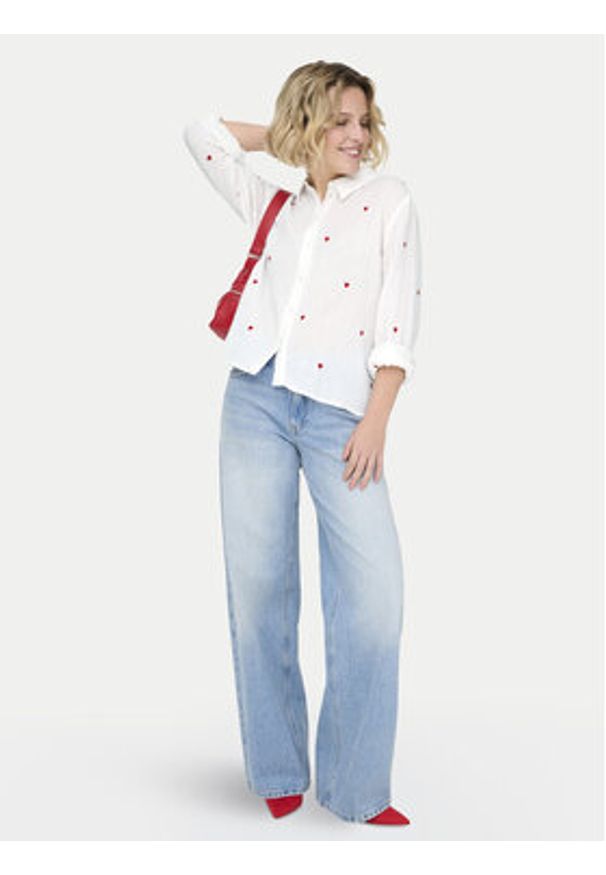 only - ONLY Koszula Heart 15332482 Biały Regular Fit. Kolor: biały. Materiał: bawełna