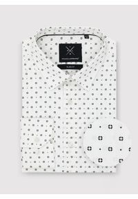 Pako Lorente - PAKO LORENTE – Biała koszula męska w drobny wzór o fasonie Slim Fit. Typ kołnierza: kołnierzyk klasyczny. Kolor: biały. Materiał: bawełna, elastan. Długość rękawa: długi rękaw. Długość: długie. Styl: klasyczny