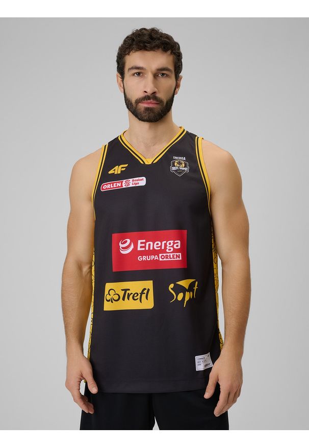 4f - 4F Koszulka meczowa replika wyjazdowa z sezonu 2025/26 męska 4F x Trefl Sopot - czarna XL. Kolor: czarny. Materiał: materiał. Wzór: nadruk