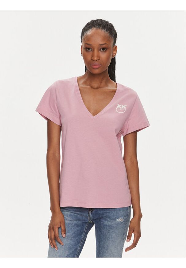 Pinko T-Shirt 102950 A1N8 Różowy Regular Fit. Kolor: różowy. Materiał: bawełna