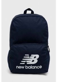 New Balance plecak kolor granatowy duży z nadrukiem. Kolor: niebieski. Wzór: nadruk #1