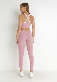 Born2be - Różowy 2-częściowy Komplet Sportowy Phellia. Kolor: różowy. Wzór: jednolity. Sport: fitness #4