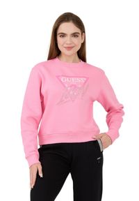 Guess - GUESS Różowa damska bluza Icon, Rozmiar M. Kolor: różowy #5
