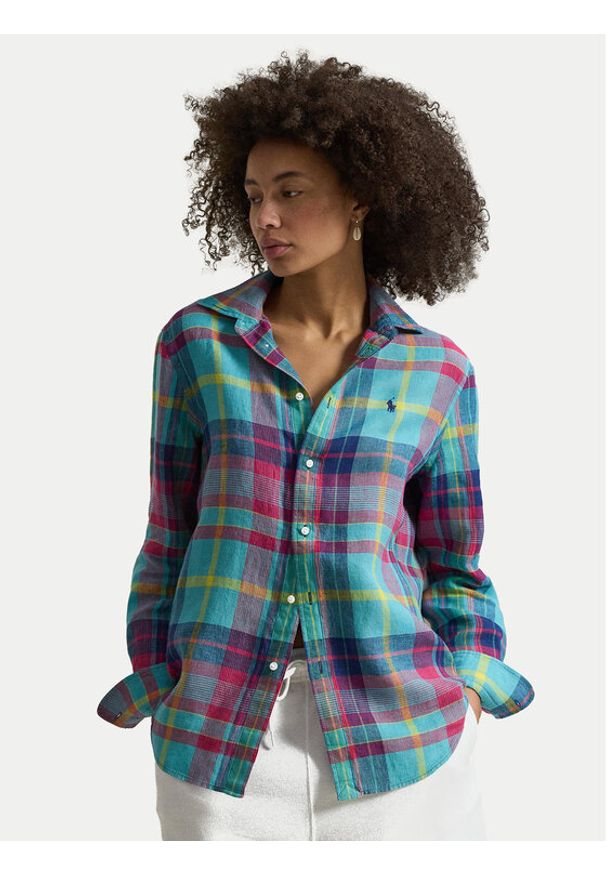 Polo Ralph Lauren Koszula 211973264502 Kolorowy Classic Fit. Typ kołnierza: polo. Materiał: len. Wzór: kolorowy