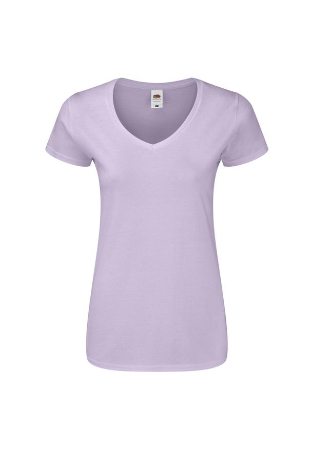 FRUIT OF THE LOOM - Koszulka Damska Iconic 150 Z Dekoltem V. Kolor: niebieski. Sport: turystyka piesza