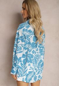 Renee - Niebieska Koszula Oversize w Kwiatowy Print Boinea. Kolor: niebieski. Wzór: nadruk, kwiaty #5