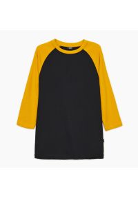 Cropp - Koszulka z reglanowymi rękawami - Żółty. Kolor: żółty