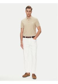 TOMMY HILFIGER - Tommy Hilfiger Polo MW0MW33167 Beżowy Regular Fit. Typ kołnierza: polo. Kolor: beżowy. Materiał: bawełna #5