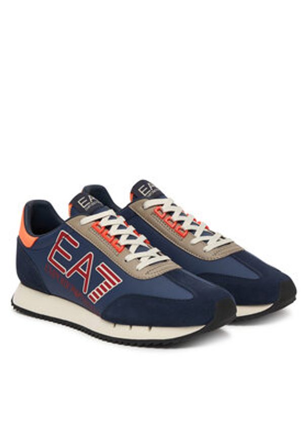 EA7 Emporio Armani Sneakersy 7X000541 AF18609 MZ579 Granatowy. Kolor: niebieski. Materiał: skóra