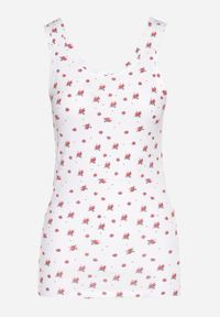 Born2be - Biały Bawełniany Top z Kwiatowym Wzorem Venitte. Okazja: na co dzień. Kolor: biały. Materiał: bawełna. Wzór: kwiaty. Styl: klasyczny, casual #5