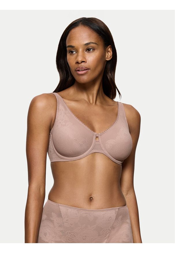 Triumph Biustonosz z fiszbiną Wild Rose Sensation 10205953 Brązowy. Kolor: brązowy. Materiał: syntetyk