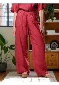 Sinsay - Spodnie wide leg z modalem - czerwony. Kolor: czerwony