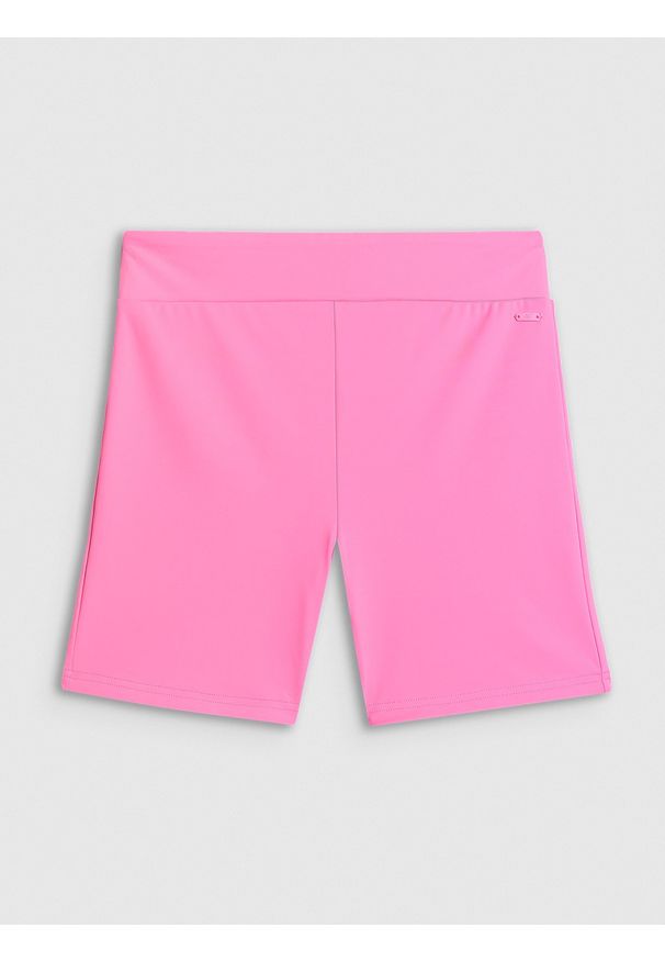 4f - 4F Legginsy krótkie dzianinowe damskie - różowe XS. Kolor: różowy. Materiał: dzianina. Długość: krótkie. Wzór: nadruk. Sezon: lato