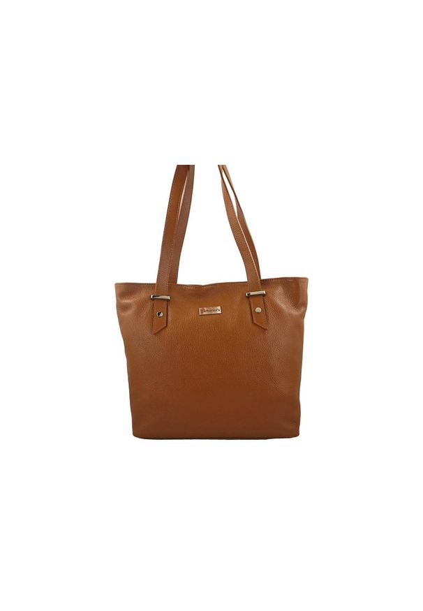 Barberini's - Shopper bag skórzany BARBERINI'S j. brązowy 923-12. Kolor: brązowy. Wzór: aplikacja. Materiał: skórzane. Rodzaj torebki: na ramię