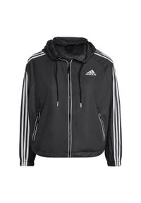 Adidas - BSC 3-Stripes Wind Jacket (Plus Size). Kolekcja: plus size. Kolor: biały, wielokolorowy, czarny. Materiał: materiał