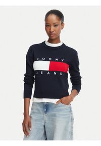 Tommy Jeans Sweter Flag DW0DW22930 Granatowy Regular Fit. Kolor: niebieski. Materiał: bawełna #1