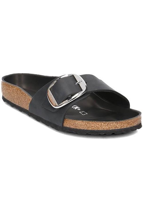 Klapki damskie Birkenstock Madrid Big Buck. Kolor: czarny. Materiał: zamsz, materiał, skóra
