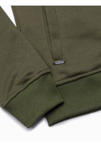 Ombre Clothing - Bawełniana bluza męska rozpinana bomberka - ciemnooliwkowa V1 OM-SSZP-0125 - XXL. Kolor: oliwkowy. Materiał: bawełna #5