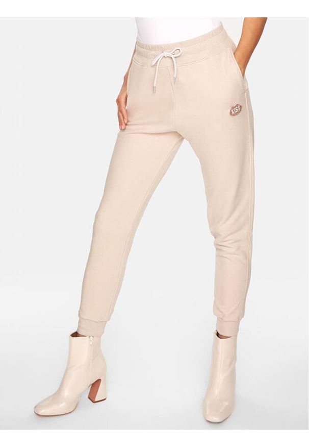 PLNY LALA Spodnie dresowe Kiss PL-SP-LP-00014 Beżowy Regular Fit. Kolor: beżowy. Materiał: bawełna