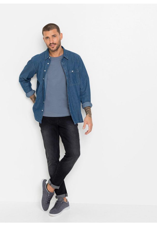 bonprix - T-shirt (3 szt.). Kolor: niebieski. Wzór: haft