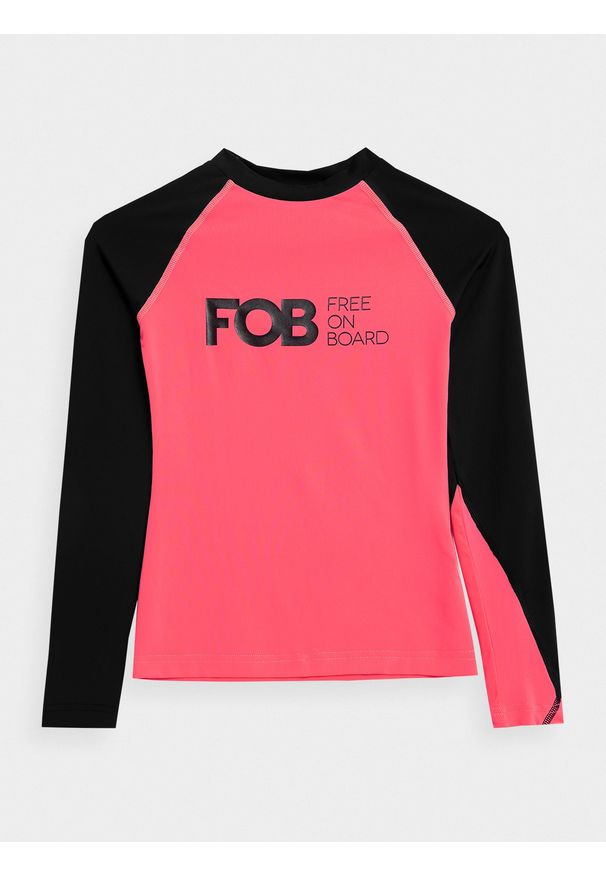 4f - 4F Longsleeve do pływania z filtrem UV dziecięcy 134 (8-9 lat). Kolor: różowy. Materiał: dzianina, skóra. Długość rękawa: długi rękaw. Sezon: lato. Styl: sportowy