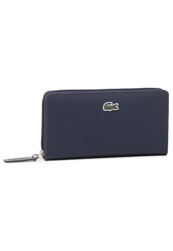 Lacoste Duży Portfel Damski L Zip Wallet NF2900PO Granatowy. Kolor: niebieski. Materiał: skóra