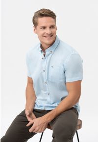 Volcano - Koszula z lnem, Regular Fit, C-LIN. Typ kołnierza: button down. Materiał: len. Długość rękawa: krótki rękaw. Długość: krótkie #1