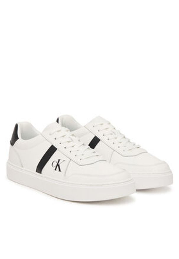Calvin Klein Sneakersy Classic Cups Lace Lth Emb Tongue HM0HM02237 Biały. Kolor: biały. Materiał: skóra