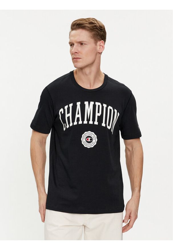 Champion T-Shirt 219852 Czarny Comfort Fit. Kolor: czarny. Materiał: bawełna