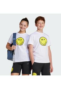 Adidas - Koszulka adidas x Smileyworld Graphics Kids. Kolor: szary, biały, wielokolorowy, żółty. Sport: joga i pilates