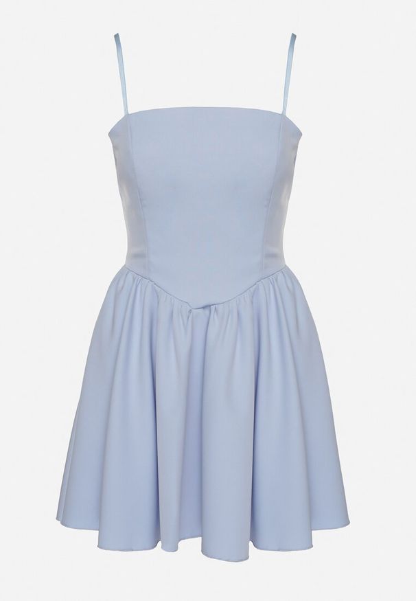 Born2be - Jasnoniebieska Gorsetowa Sukienka z Rozkloszowanym Dołem Lealetia. Typ kołnierza: dekolt gorset. Kolor: niebieski. Długość rękawa: na ramiączkach. Typ sukienki: gorsetowe