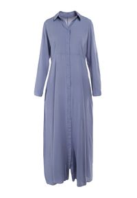 Born2be - Niebieska Sukienka Controllable. Okazja: na co dzień. Kolor: niebieski. Długość rękawa: długi rękaw. Typ sukienki: rozkloszowane, szmizjerki. Styl: klasyczny, casual. Długość: maxi #2