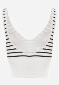 Renee - Biało-Czarny Tank Top z Prążkowanego Materiału w Print w Paski Sesarila. Okazja: na co dzień. Kolor: biały. Materiał: materiał, prążkowany. Wzór: nadruk, paski. Styl: elegancki, casual, klasyczny #7