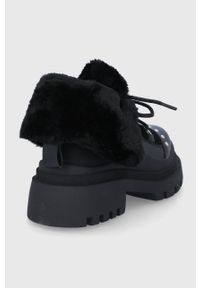 Truffle Collection Workery damskie kolor czarny na platformie ocieplone. Nosek buta: okrągły. Zapięcie: sznurówki. Kolor: czarny. Materiał: guma. Obcas: na platformie #2