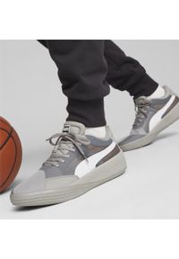 Buty do chodzenia męskie Puma Clyde All-pro Team. Zapięcie: sznurówki. Kolor: biały, wielokolorowy, szary. Materiał: materiał, syntetyk, tkanina. Szerokość cholewki: normalna. Sport: turystyka piesza