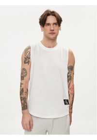 Calvin Klein Jeans Tank top Monologo Badge J30J325529 Biały Regular Fit. Kolor: biały. Materiał: bawełna #1