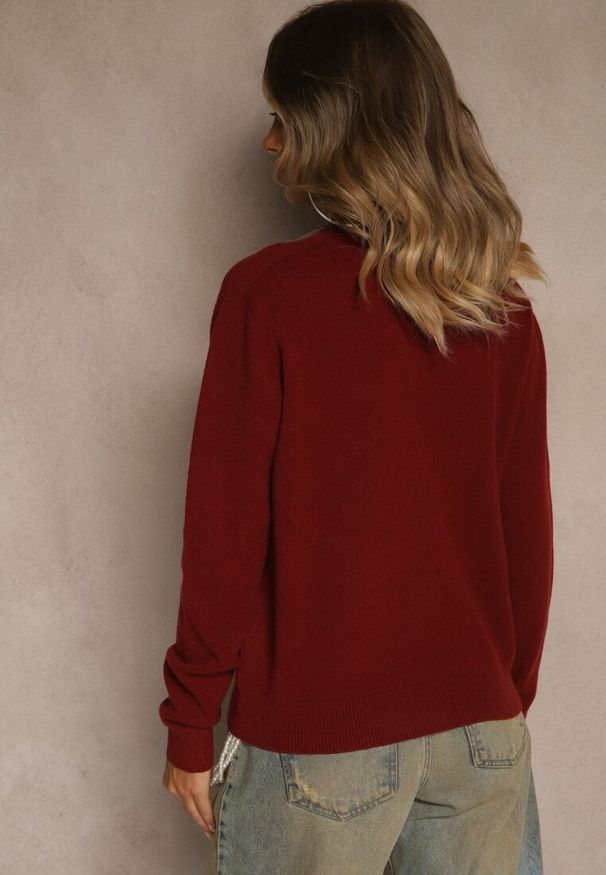 Renee - Bordowy Golf z Wełną i Wiskozą Olmeze. Typ kołnierza: golf. Kolor: czerwony. Materiał: wiskoza, wełna. Styl: klasyczny