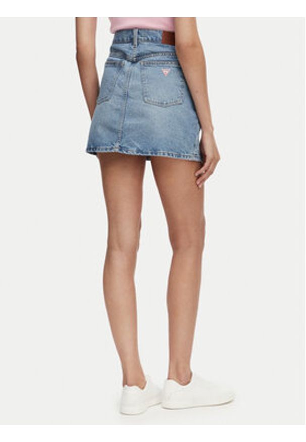 Guess Jeans Spódnica jeansowa W5GD0Q D5M4A Niebieski Regular Fit. Kolor: niebieski. Materiał: bawełna
