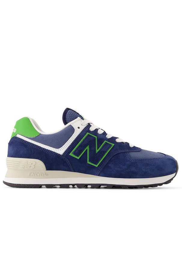 Buty unisex New Balance U574QBL - granatowe. Kolor: niebieski. Materiał: syntetyk, materiał, skóra, guma, zamsz. Szerokość cholewki: normalna. Model: New Balance 574