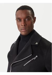 Karl Lagerfeld - KARL LAGERFELD Płaszcz wełniany 455015 554751 Czarny Regular Fit. Typ kołnierza: dekolt w karo. Kolor: czarny. Materiał: syntetyk #7