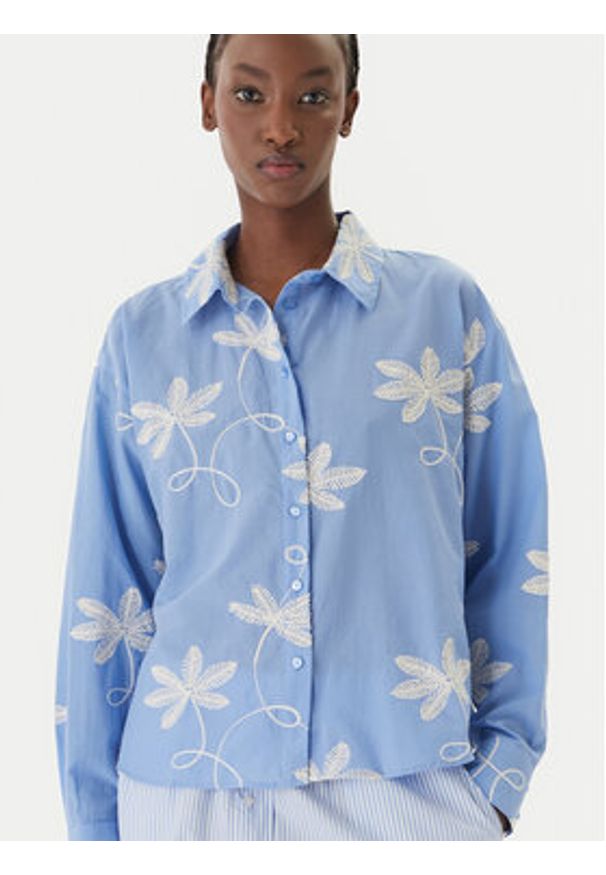 LOLA CASADEMUNT Koszula LS2615089 Niebieski Relaxed Fit. Kolor: niebieski. Materiał: bawełna