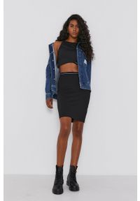 Calvin Klein Jeans Top damski kolor czarny. Kolor: czarny. Materiał: dzianina. Wzór: nadruk #4