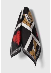 MOSCHINO - Moschino apaszka jedwabna kolor czarny wzorzysta. Kolor: czarny. Materiał: jedwab #1