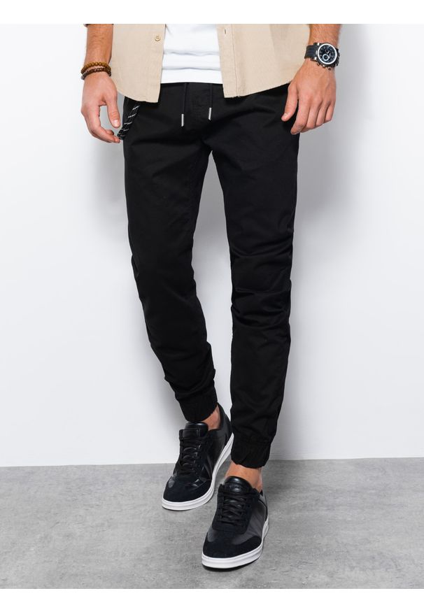 Czarne spodnie Ombre Clothing klasyczne, na co dzień, z aplikacjami