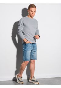 Ombre Clothing - Bluza męska bez kaptura bawełniana B1146 - szara - XXL. Okazja: na co dzień. Typ kołnierza: bez kaptura. Kolor: szary. Materiał: bawełna. Styl: elegancki, casual, klasyczny #3
