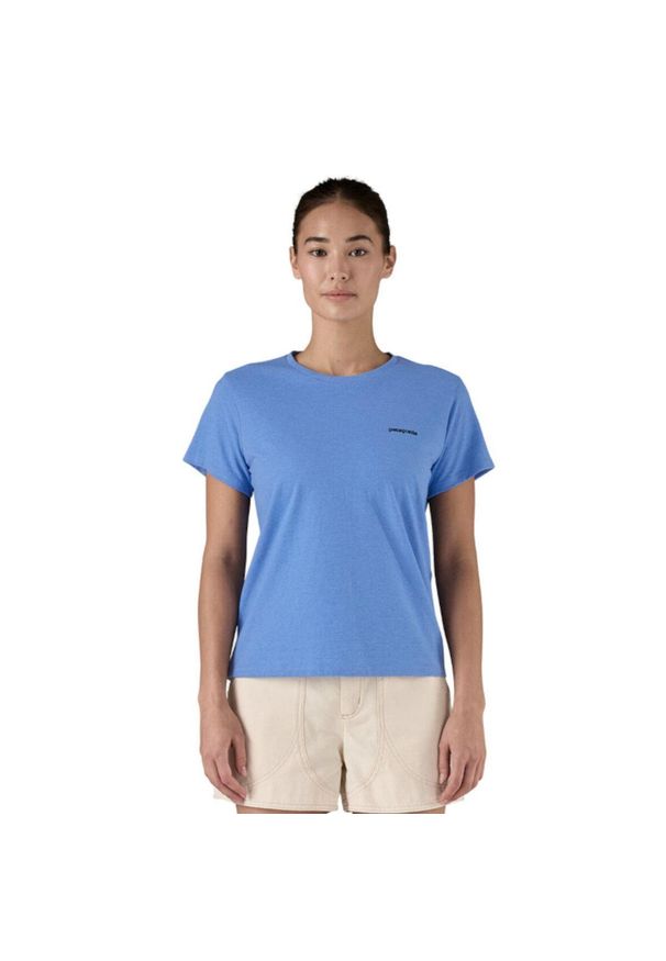 Patagonia - Koszulka trekkingowa damska P-6 Logo Responsibili-Tee Women. Kolor: niebieski. Długość rękawa: krótki rękaw. Długość: krótkie