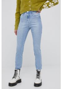 LABELLAMAFIA - LaBellaMafia jeansy damskie high waist. Stan: podwyższony. Kolor: niebieski