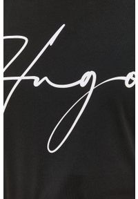 Hugo - HUGO t-shirt bawełniany kolor czarny. Kolor: czarny. Materiał: bawełna. Wzór: nadruk