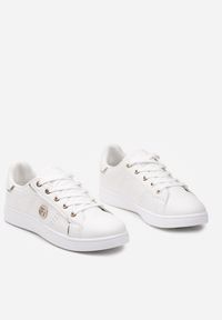 Born2be - Biało-Złote Sneakersy Avatarora. Okazja: na co dzień. Nosek buta: okrągły. Zapięcie: sznurówki. Kolor: biały. Materiał: skóra ekologiczna. Szerokość cholewki: normalna #3